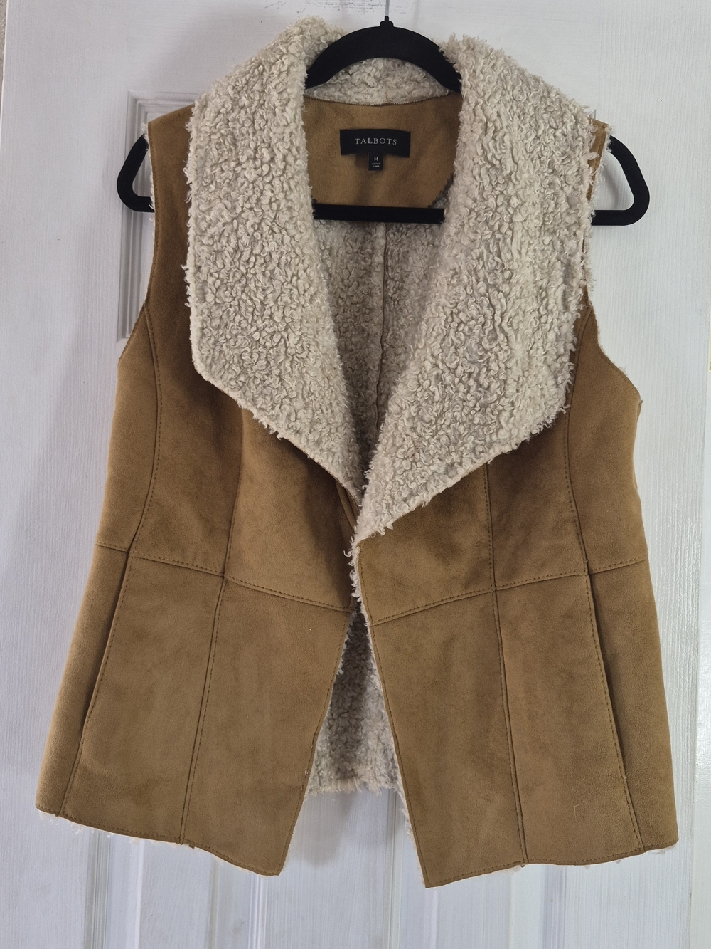 Talbots Tan Sherpa Vest M Fall Cozy Old Money Western Indie Neutral Layering Y2K - Picture 2 of 8